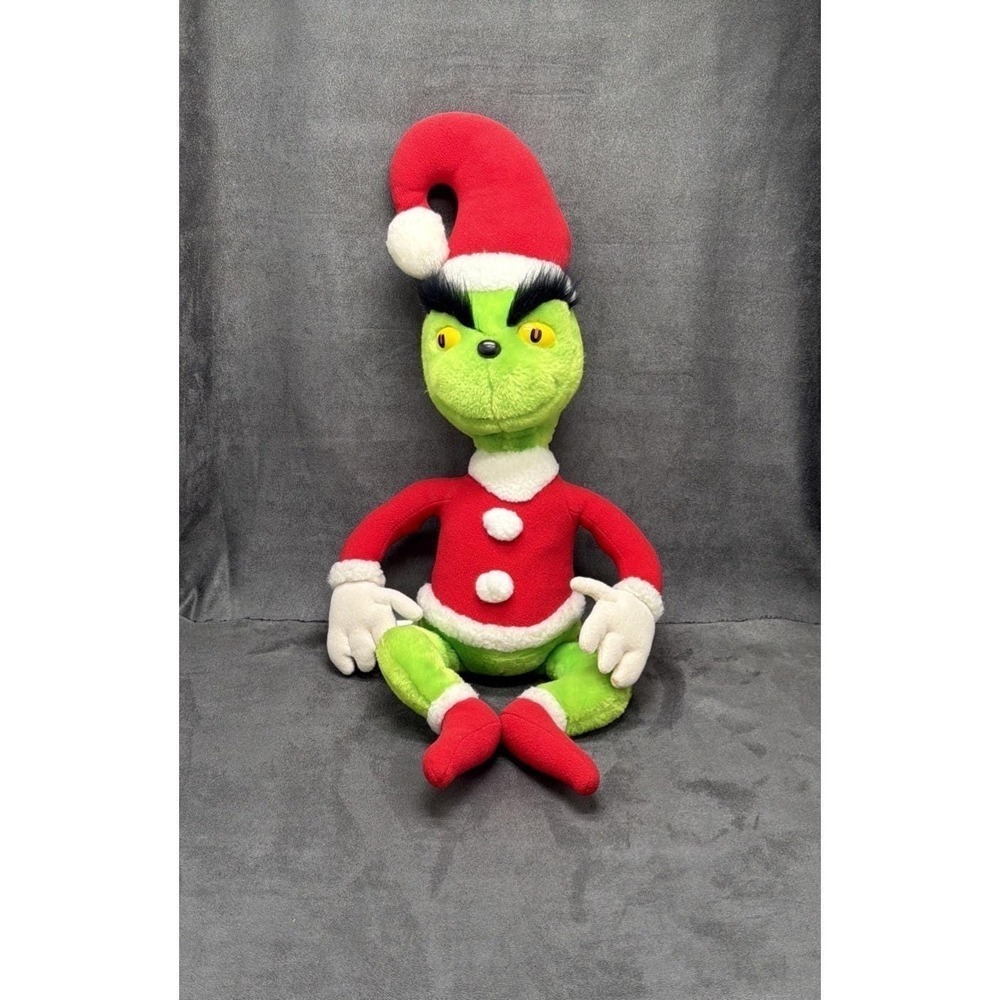 Coleco Dr. Seuss The Grinch Plush Christmas Toy in Santa Suit 1983